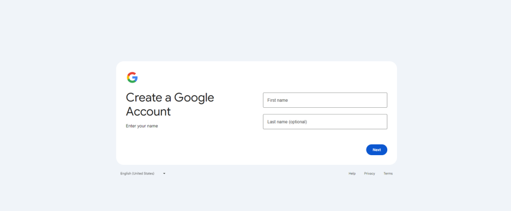 Google账号注册页面
